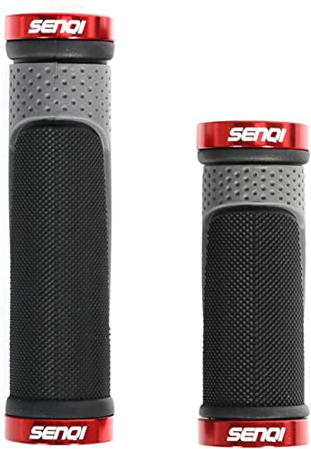 SENI Bike Grips Lightweight Bicycle Grips 130mm & 90mm, Fit 22.2mm Handlebar Anti-Slip Grips Suitable for Multi-Speed Bicycles Mountain Bikes BMX Bikes, U-CD024-LSRD, Red