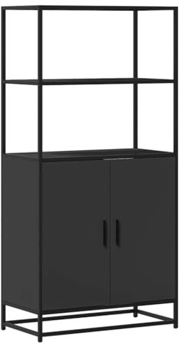 vidaXL Highboard Schwarz 68x35x139 cm Holzwerkstoff und Metall, Beistellschrank, schlanker Lagerschrank, hoher Schrank, Hochschrank