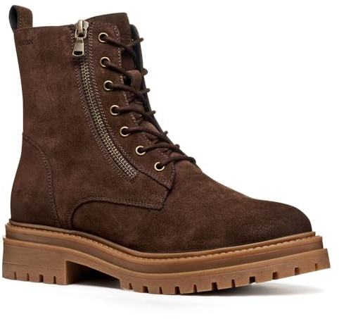 Geox D Iridea, Stivale alla Caviglia Donna, Marrone Scuro, 39 EU