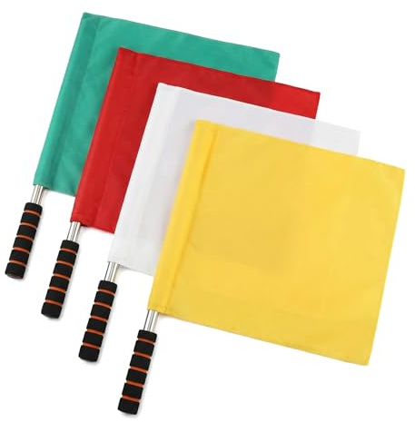 4 PCS Referee Flag, Line Judge Flags with Stainless Steel Sponge Handle for Linesman Referee Game Party Accessory