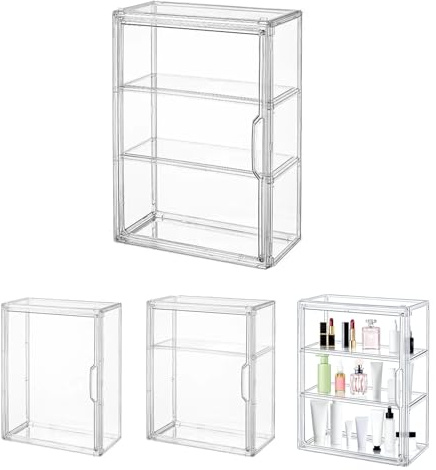 Hanlintk Vitrine en acrylique à 3 couches avec porte magnétique - Pièce acrylique auto-montable pour figurines d'action, miniatures et objets de collection - Armoire en plexiglas de qualité supérieure