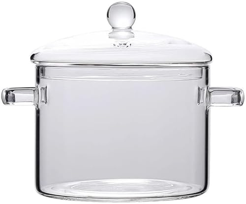 Glass Saucepan Pots with Cover, 3000ml /101OZ Heat-Resistant Glass Saucepan Cooking Pot for Pasta Noodle, Soup, Milk, Food (3000ml /101OZ)