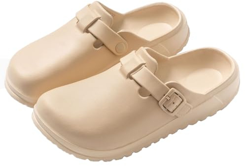 Arch Support Nurse Clogs for Women Men, Adjustable Buckle Non Slip Work Shoes Chef Garden Sandals, Slip-On Slide Slippers (Khaki Brown, Adult, Women, 7, Numeric, UK Footwear Size System, Medium)