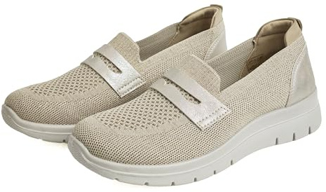 Scarpe Donna Slip On Traspiranti e Leggere, Sneakers Casual Senza Lacci con Calzata Morbida e Suola Antiscivolo per Uso Quotidiano Beige 41