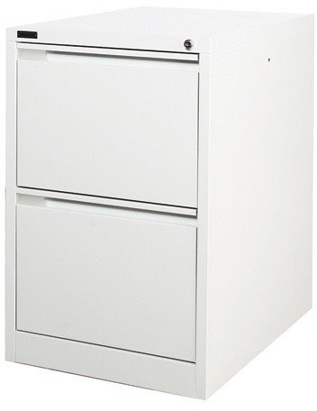 2 Drawer White Steel Filing Cabinet 62D x 47W x 71H (cm)