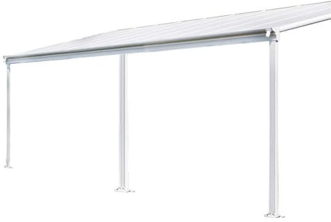 HOME DELUXE - Abri de terrasse Solis - Blanc - L/P/H : 557 x 303 x 226/278 cm - avec plaques alvéolaires, matériel de Montage I Carport Pavillion Pergola