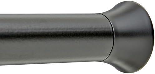 Amazon Basics Barra de Cortina de Ducha con tensión Ajustable, de 137 a 229 cm, Color Negro