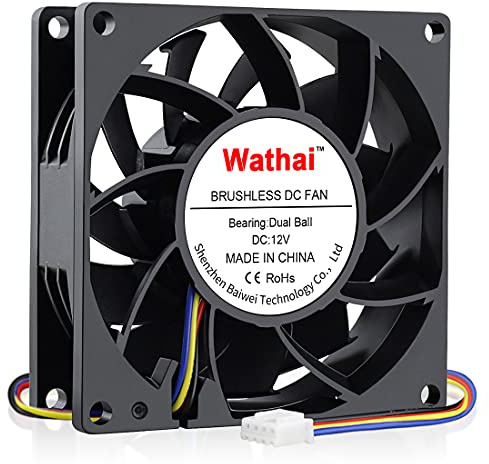 Wathai 80mm x 25mm PC Computer Case Fan PWM 12V 4Pin Fan High Static Pressure for Server Box Enclosure CPU Cooler Cooling