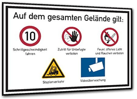 Dreifke® Hinweisschild, Betriebsgelände Schrittgeschwindigkeit600 x 900 mm Aluverbund 900x600mm