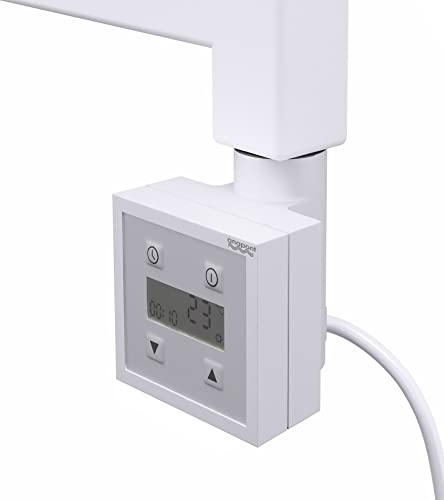 anapont Värmestång, värmeelement, handdukstork för radiator, handduksvärmare och badrumsvärmare, handdukstork med termostat elektronisk temperaturregulator, fjärrkontroll (vit 600 watt, KTX-3)