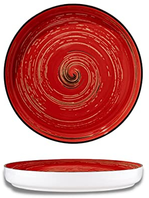 Wilmax - Assiettes plates gourmet SPIRAL - Forme originale - Design moderne - Sûres - Durables - Résistantes aux rayures - Polies à la main - Diamètre 28 cm