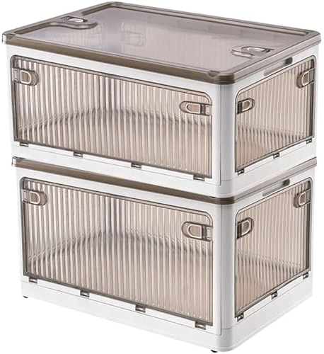 Creahaus 2Pack Aufbewahrungsboxen mit Deckel, 28L Faltbare Kisten Aufbewahrung mit Rollen, zusammenklappbare Aufbewahrungsbox mit fünf Türen, Spielzeug Organizer Container