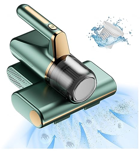 huanzhi Aspirador Colchones Y Sofas, Elimina El 99,9% De AléRgenos Y áCaros del Polvo Maquina Limpiar Sofa VibracióN De Alta Frecuencia, IluminacióN Ultravioleta Aspirador De Acaros,Green