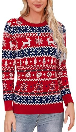 Gyabnw Pull de Noël Famille Nouveauté Pullover Tricoté Unisexe Classique Retro Noël Sweater Pull Noël Chaud pour Couples Femme Homme Filles garçons