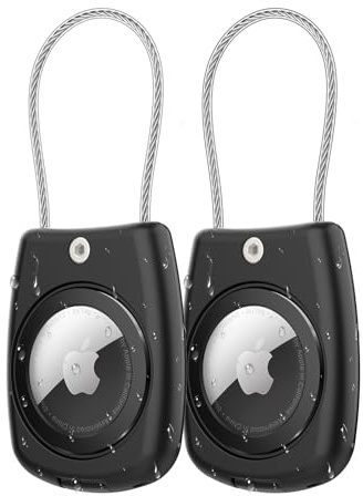 Aimtel Étanche IPX8 Porte Clef Airtag Compatible avec Airtag Apple, Etui Air Tag avec Câble Métallique, Porte Clé Air Tagg Universel pour Clés/Animaux/Sacs/Bagages et Autres Objets de Valeur