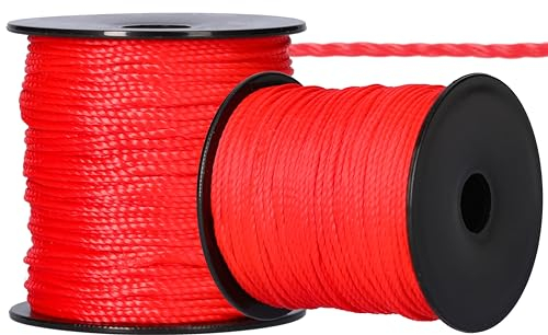 ToolSpace Maurerschnur Bauschnur - 100m x 1.6 mm - Rot - Polypropylen-Seide - Richtschnur - Lotschnur - Stärke Pflasterschnur - langlebig & reißfest - Maurerschnur für Wasserwaage
