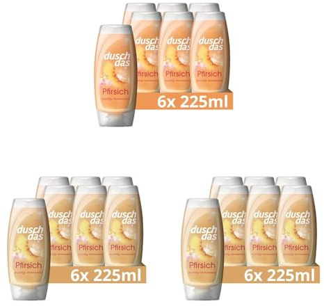 Duschdas Duschgel Pfirsich Duschbad mit verwöhnender Duftformel sorgt für einen erfrischenden Start in den Tag 6 x 225 ml (Packung mit 3)