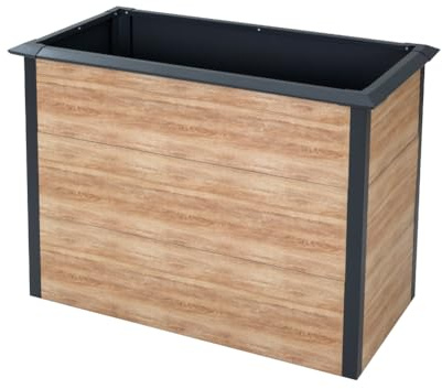 WESTMANN Metall Hochbeet Primus-Multi M | Inkl. Schneckenschutz | Holzoptik/Anthrazit | 100x50x77 cm