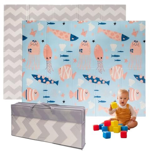 Alfombra Bebe Acolchada Plegable 150x180x1cm – Tapete Actividades Impermeable Reversible – Gimnasio Infantil – Manta Juegos y Regalo Ideal – Parque Infantil Bebé – Tapete Bebé – Colchoneta Suelo