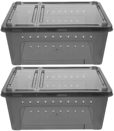 Toddmomy Boîte d'alimentation pour Reptiles 2 Pièces Terrarium Araignée Transparent avec Trou Respirant Habitat pour Geckos Et Petits Reptiles Facile À Observer Et À Nettoyer 10.24 X 7.09 X 4.33 in