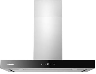 Corberó - Campana Decorativa Horizontal | 90 cm | ATHABASCA9100XB | Caudal 1000 m3/h, 230W, 3 Velocidades, Filtro Aluminio 3 Capas, Filtro Carbón | Eficiencia Energética A++ | Inox