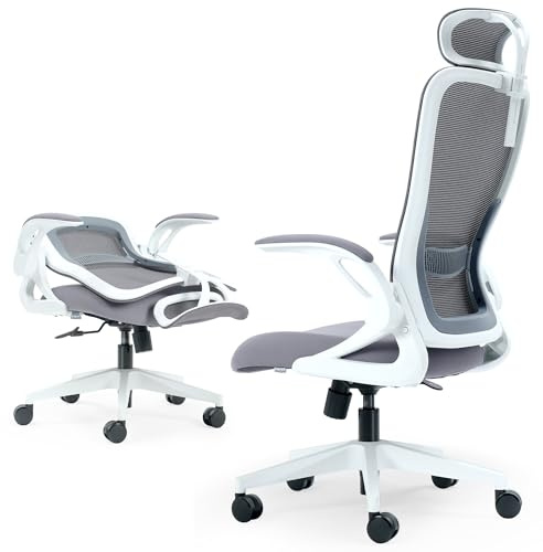 Tervo Model U | Folding Office Chair for Small Spaces | Ergonomic Design with High Rebound Mesh | Computer Desk Chair for Gaming | For Adults & Kids | Foldable & Compact with Flip Up Arms