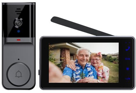 Drahtlose Video Türklingel mit Kamera Verbindung 4,3 IPS Display 1080P Kabellose Funk Türklingel mit Gegensprechanlage Kein WiFi nötig Zwei-Wege-Audio Nachtsicht Video Betrachtungswinkel: 110°