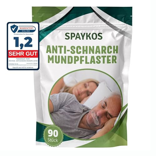 SPAYKOS® 90x anti-schnarch Mundpflaster Schlafen, was gegen Schnarchen, Mouth Tape for sleeping, Schnarchpflaster, Schnarchstopper für erholsamen Schlaf auch für Bartträger Mundtape.