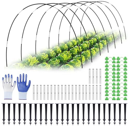 Túnel para plantas, 36 arcos de túnel, arcos de túnel de láminas extraíbles para bancal elevado, arco de invernadero de 6 mm envuelto en plástico, arcos de túnel de jardín, accesorios de túnel de