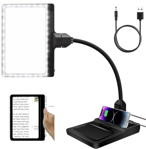 Magnifying Glass with Light and Stand for Hobbies Reading, Hands Free & Hand Held 4x Large Full Page Magnifier, Led Desk Lamp Magnifier Glass, Magnifying Lamp for Craft Work Elderly Visually Impaired