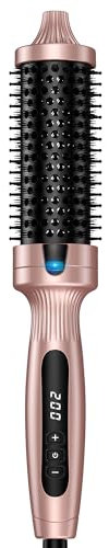 Terviiix Thermal Brush Ceramic Tourmaline Ionic Curling Iron Brush, 38MM Volumizing Hot Brush Create Root Volume & Loose Curls, Digital Display 5 Temperatures Heated Brush Volumizer, Dual Voltage