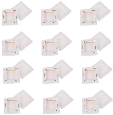 Didiseaon Pieza Mini Marco de Fotos Óleo Lienzos para Pintar Placas Cuadrado Lienzo Colores Marco de Lienzo Vacío Kit Tablas Grandes Arte Lienzo Pintura Blanco Madera
