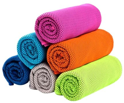 MLPKOI 6 Serviettes en Microfibre, Serviette Sport Microfibre, Cooling Towel, Refroidissement Rapide, Légères, Idéales pour Sport, Fitness, Voyages