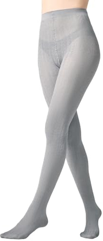 Yilanmy Cable Knit Tights Soft Cozy Sweater Footed Opaque Winter Warm Tights for Women Ribbed Knitted Thick Pantyhose (Light Gray, L)