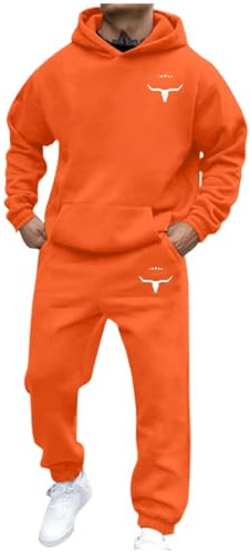 Tuta da jogging da uomo in cotone, set sportivo da allenamento, casual, con cappuccio, pantaloni da jogging, 2 pezzi, hip hop, fitness, allenamento, sportivo, autunno/inverno, abbigliamento da strada