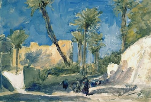 ZHAOSHAN Famous Colorful Art Print Vintage Poster the Date Palms At Elche Spain by Hercules Brabazon Brabazon Classic Canvas Picture for Office Decor 60x90cm
