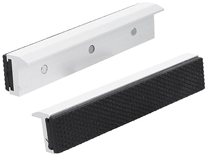 NULYLU Mors de Protection Magnétique pour Étau Coussinets Antidérapants Alliage Aluminium et Caoutchouc Protège Surfaces Multi-rainures pour Maintien Sécurisé