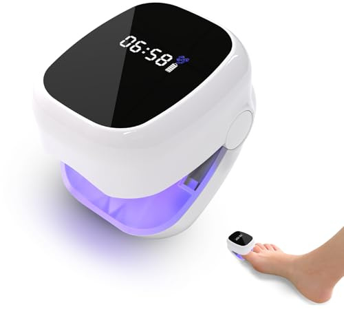 SUNNIFLY Dispositivo Trattamento Laser Micosi Unghie, Manicure Laser Portatile con Display del Tempo-Cura delle Unghie - 2 Lampade Infrarossi + 4 Lampade UV