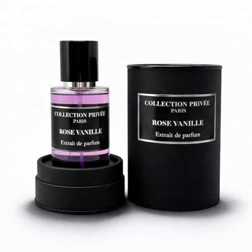 Rose Vanille, Extrait de Parfum Unisexe, Collection Privee Paris, Notes de Rose, Vanille et Musc Blanc, Fragrance Intense et Longue Tenue, 50 ml