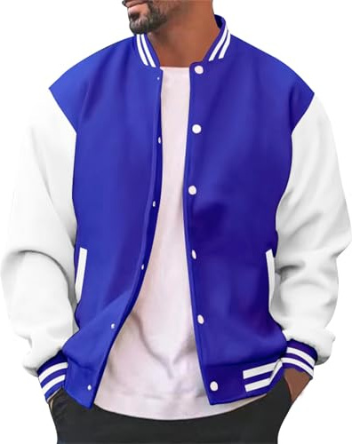 Generico Giacca College Uomo e Ragazzi in Misto Cotone Giubbotto Primaverile da Baseball Cardigan Casual Oversize Elegante con Bottoni Felpa Senza Cappuccio Leggera Y2K per Lavoro Sportiva,