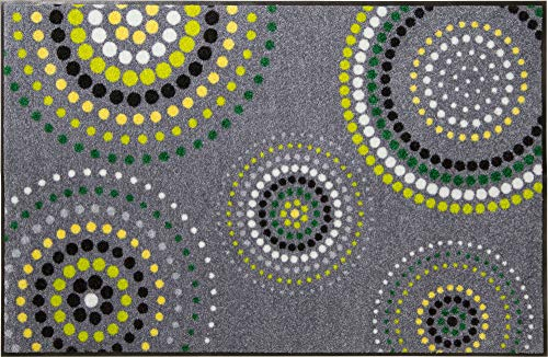 Erwin Müller Fußmatte Ludwigshafen, Schmutzfangmatte, Sauberlaufmatte Kreise grau/grün Größe 40x60 cm - rutschfest, pflegeleicht, für Fußbodenheizung geeignet (weitere Farben, Größen)