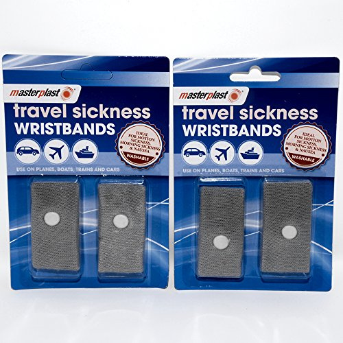 Bandas de muñeca antináuseas para viajar, 2 unidadesIdeal para vacaciones y viajes – Paquete de 2 – (4 en total)