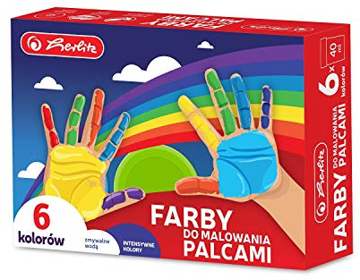 Herlitz Vernici per pittura con le dita | 6 colori da 40 ml | Vernici non tossiche per giochi sensoriali | scuola materna | pittura artigianale | sviluppo per bambini | ecologico | Semiliquido |