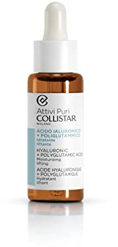 Collistar Attivi Puri, Acido Ialuronico + Poliglutammico, Trattamento in Gocce Idratante Liftante, Idrata in Profondità, Lifta e Minimizza le Rughe, Preserva l'Equilibrio del Microbioma Cutaneo, 30 ml