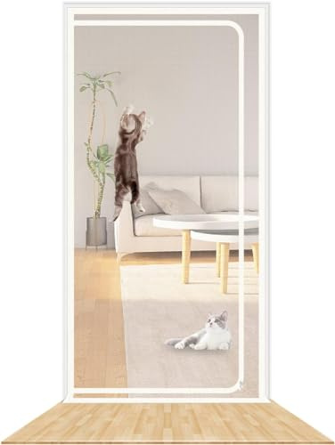 SHRRL Porta rinforzata per gatti adatta per porte di dimensioni 90 cm x 200 cm, resistente porta schermo a prova di animali domestici con cerniera, impedisce ai cani e gatti di correre fuori da casa,