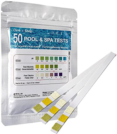 One+Step 50 x Strisce Reattive per Piscine 3in1 - Test di Qualità dell'Acqua - Tester per Piscine/Idromassaggio/Acquario