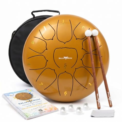 Balmy Drum Steel Tongue Drum 10 inch 11 Notes 440Hz, Handpan Drum with Music Book, Mallets, Carry Bag, Finger Picks, Rain Drum for Outdoor, Meditation Yoga Calming Instruments for Adults Kids (White)