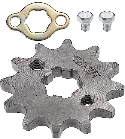 X AUTOHAUX 1 set di pignone motore anteriore per moto, 420, stile 12 denti, ID 17 mm, adatto per moto da 50 cc, 70 cc, 110 cc, 125 cc, mini bici, ATV
