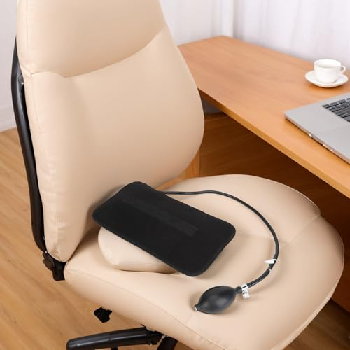 ZJchao Oreiller de Soutien Lombaire Gonflable avec Pompe, Conception Ergonomique, Coussin de Soutien du Bas du Dos, Idéal pour Voiture, Chaise de Bureau, Avion, Coussin de Taille Gonflable