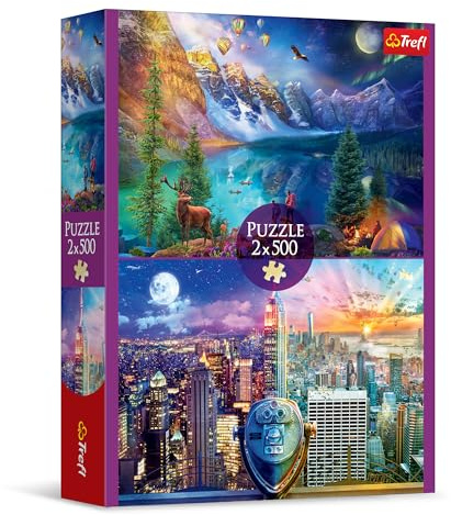 Trefl American Tour 2x500 Piece Jigsaw Puzzle 48x34 cm Print, DIY Puzzle, Creative Fun, Classic Puzzle for Adults and Children from 12 Years Old